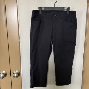 Eddie Bauer Womens 12 Black‎ Mid Rise Cargo Capri Outdoor Hiking Pants Bottoms